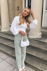 Sage Denim Straight Leg Side Split Jeans - Tashi-Jeans