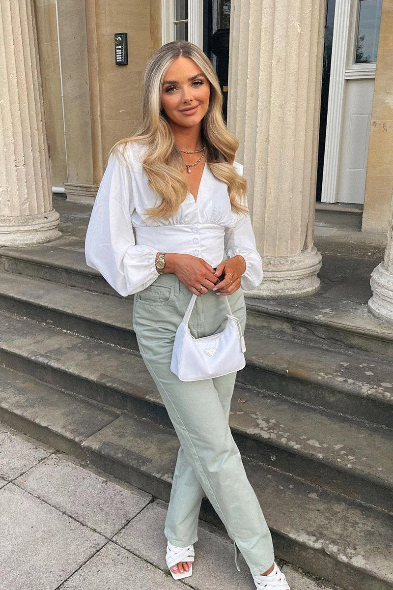 Sage Denim Straight Leg Side Split Jeans - Tashi-Jeans