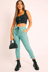 Sage Drawstring Waist Trousers - Maddi-Trousers