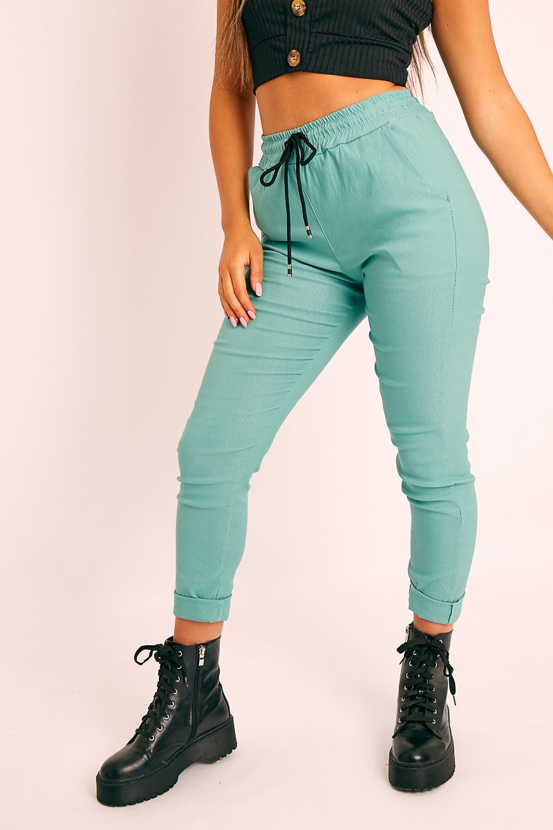 Sage Drawstring Waist Trousers - Maddi-Trousers