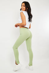 Sage Front Split Leggings - Polly-Leggings