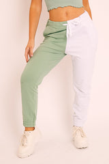 Sage Half White Elasticated Waist Joggers - Dasha-Joggers