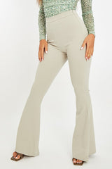 Sage High Waisted Side Zip Flare Trousers - Billie-Trousers