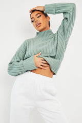Sage Knit High Neck Jumper - Jaelynn-Jumper