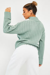 Sage Knit High Neck Jumper - Jaelynn-Jumper