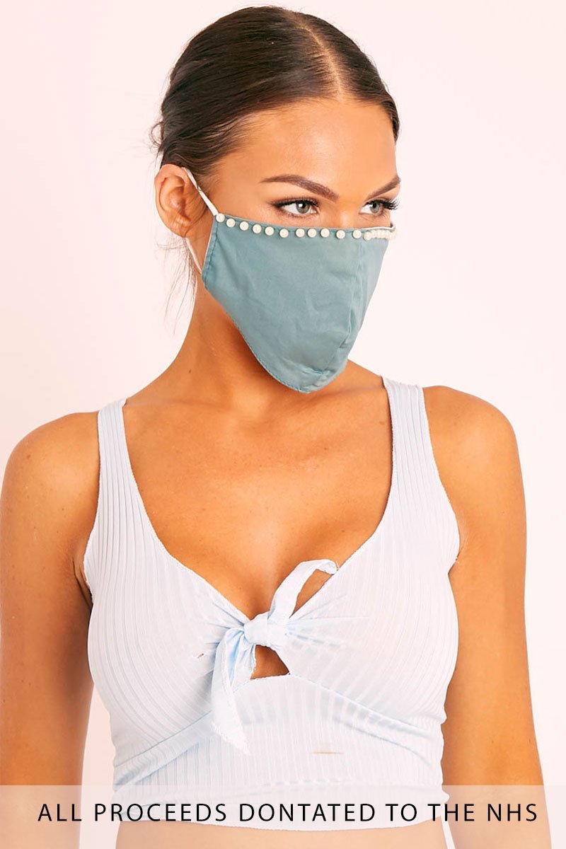 Sage Pearl Detail Face Mask - Lula-Mask