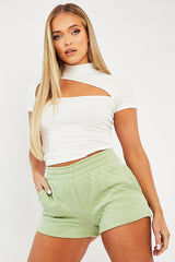 Sage Quilted Lounge Shorts - Alaiza-Shorts