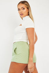 Sage Quilted Lounge Shorts - Alaiza-Shorts