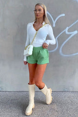 Sage Quilted Lounge Shorts - Alaiza-Shorts
