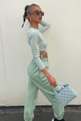 Sage Ribbed Side Tie Top - Bibi-Tops