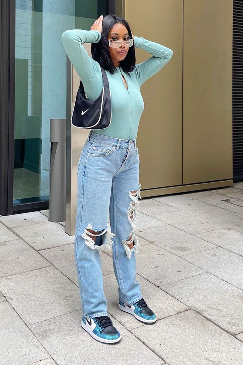 Sage Ribbed Zip Front Long Sleeve Bodysuit - Susanne-Bodysuits