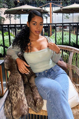 Sage Ruched Body Mesh Sleeve Bodysuit - Raeya-Bodysuits