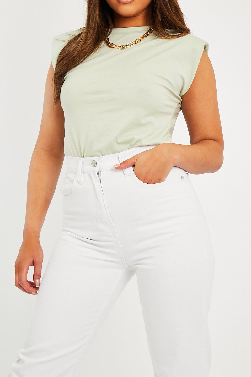 Sage Shoulder Pad Oversized T-shirt - Amzie-T-shirt