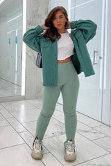 Sage Split Front Flared Trousers - Florie-Trousers