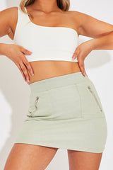 Sage Zip Front Sweatshirt Mini Skirt - Savana-Skirts