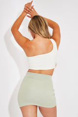 Sage Zip Front Sweatshirt Mini Skirt - Savana-Skirts