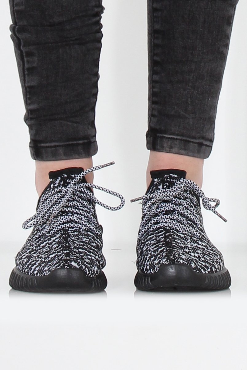 Saint Black And White Textured Trainers-Trainers
