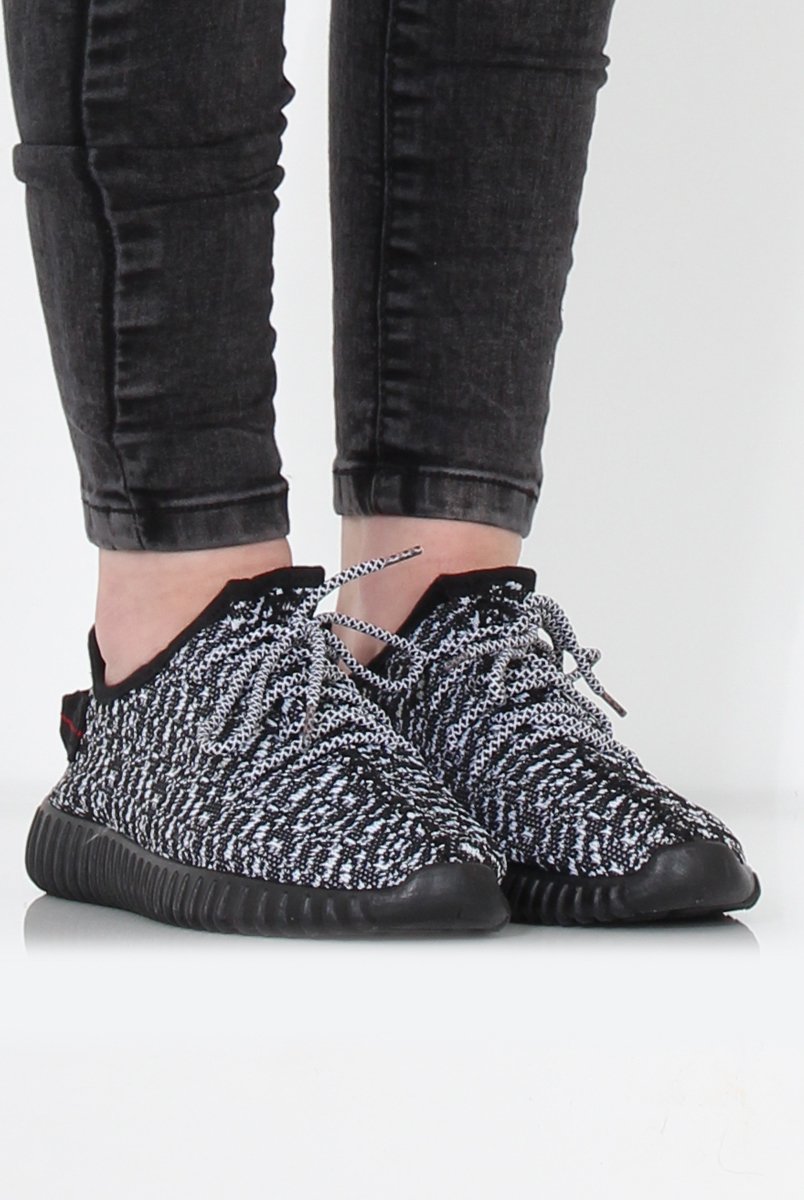 Saint Black And White Textured Trainers-Trainers