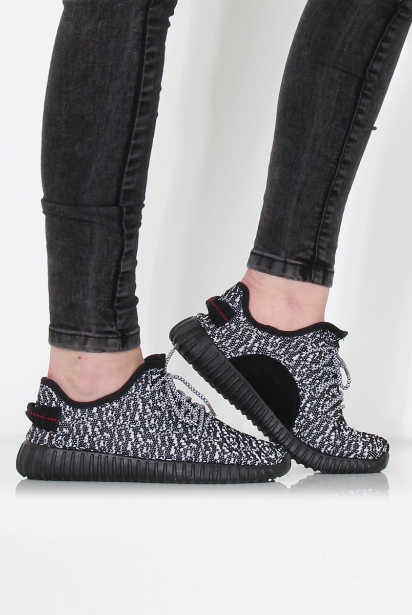 Saint Black And White Textured Trainers-Trainers