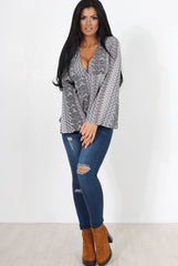 Salina Grey Paisley Bell Sleeve Top-Tops