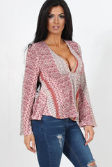 Salina Red Paisley Bell Sleeve Top-Tops