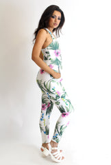 Sam White Floral Strappy Back Jumpsuit-Jumpsuits