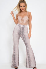 Sand Scalloped Lace Satin Bodysuit - Jeriah-Bodysuits