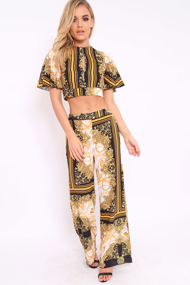 Scarf Print Crop Top - Suzie-Crop Tops