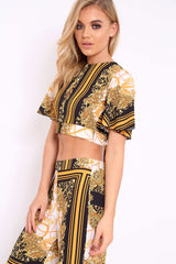 Scarf Print Crop Top - Suzie-Crop Tops