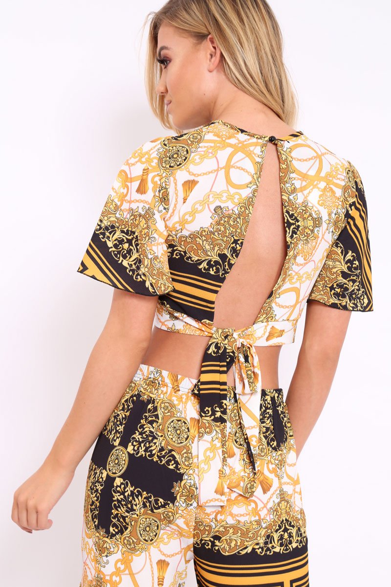 Scarf Print Crop Top - Suzie-Crop Tops