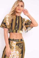 Scarf Print Crop Top - Suzie-Crop Tops