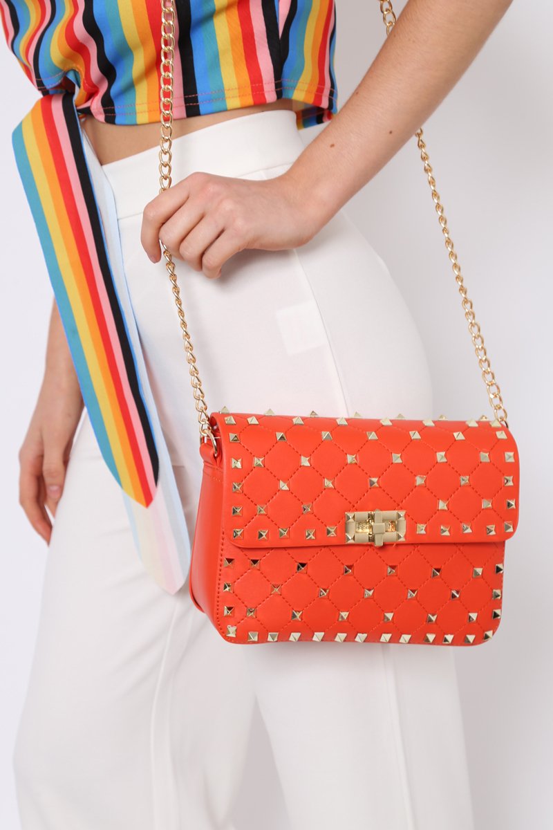 Scarlet Studded Cross Body Bag - Cherry-Bags