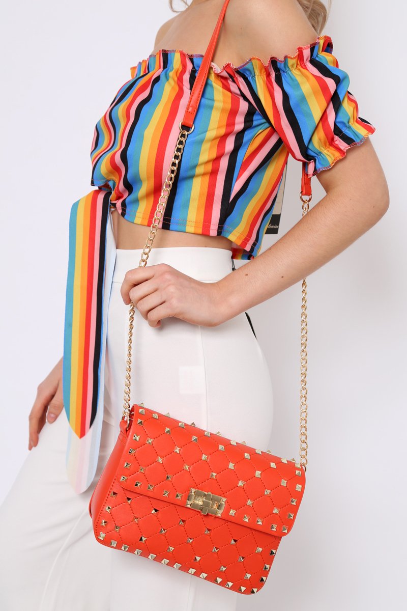 Scarlet Studded Cross Body Bag - Cherry-Bags