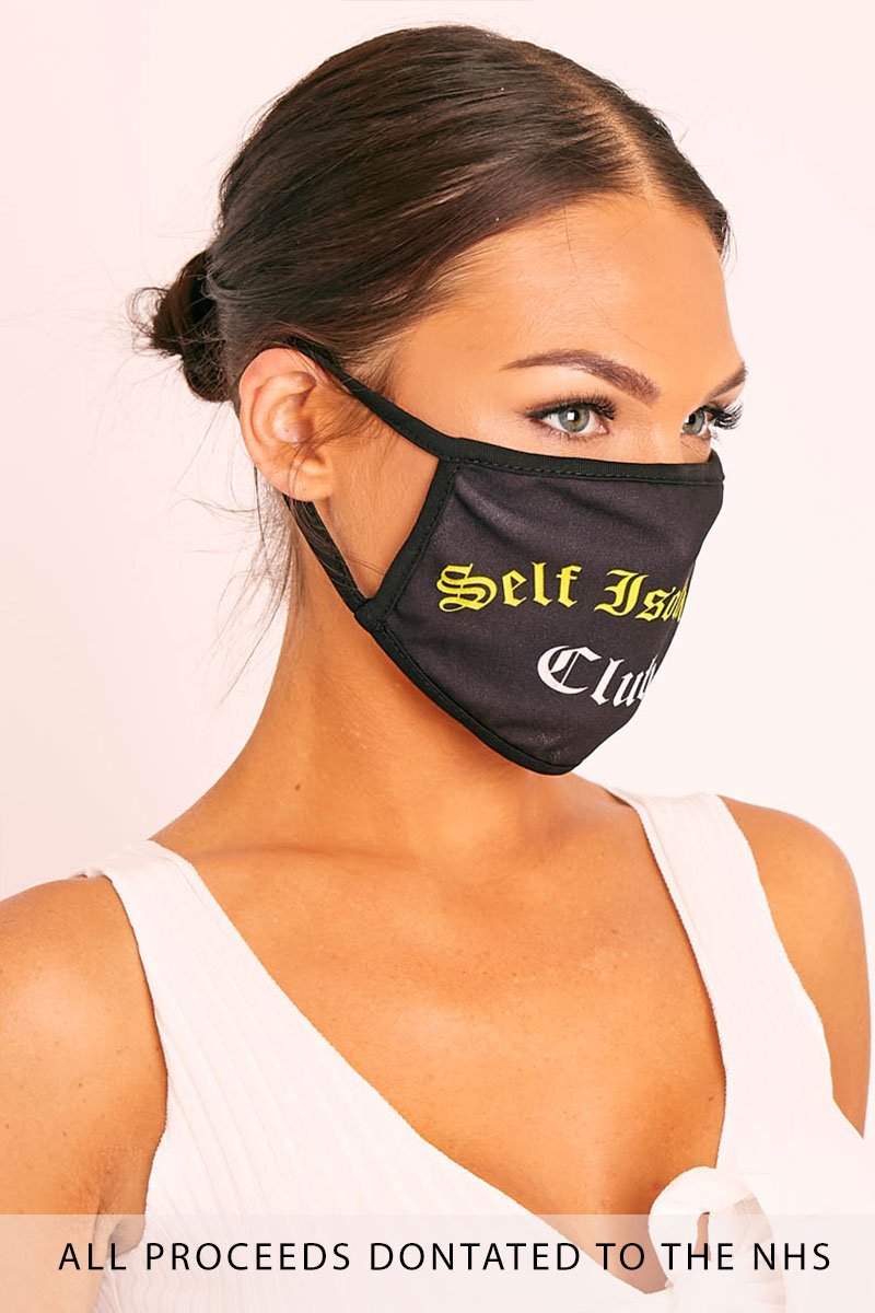 Self Isolation Club Slogan Face Mask - Nickie-Mask
