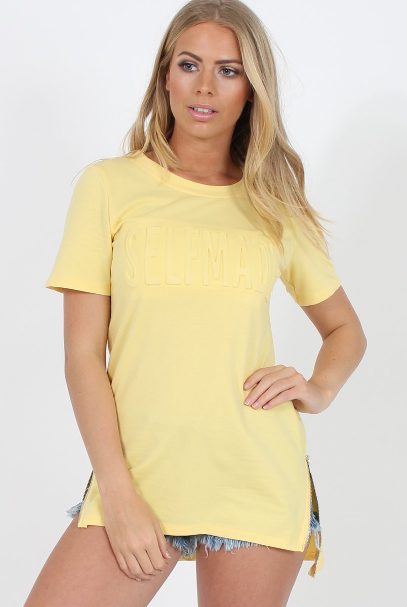 Selfmade Yellow 3-D Slogan T-Shirt - Chandler-Shirts