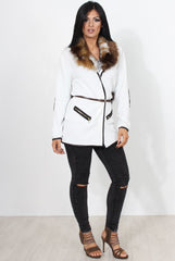 Seneta White Faux Fur jacket-Jackets