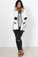 Seneta White Faux Fur jacket-Jackets