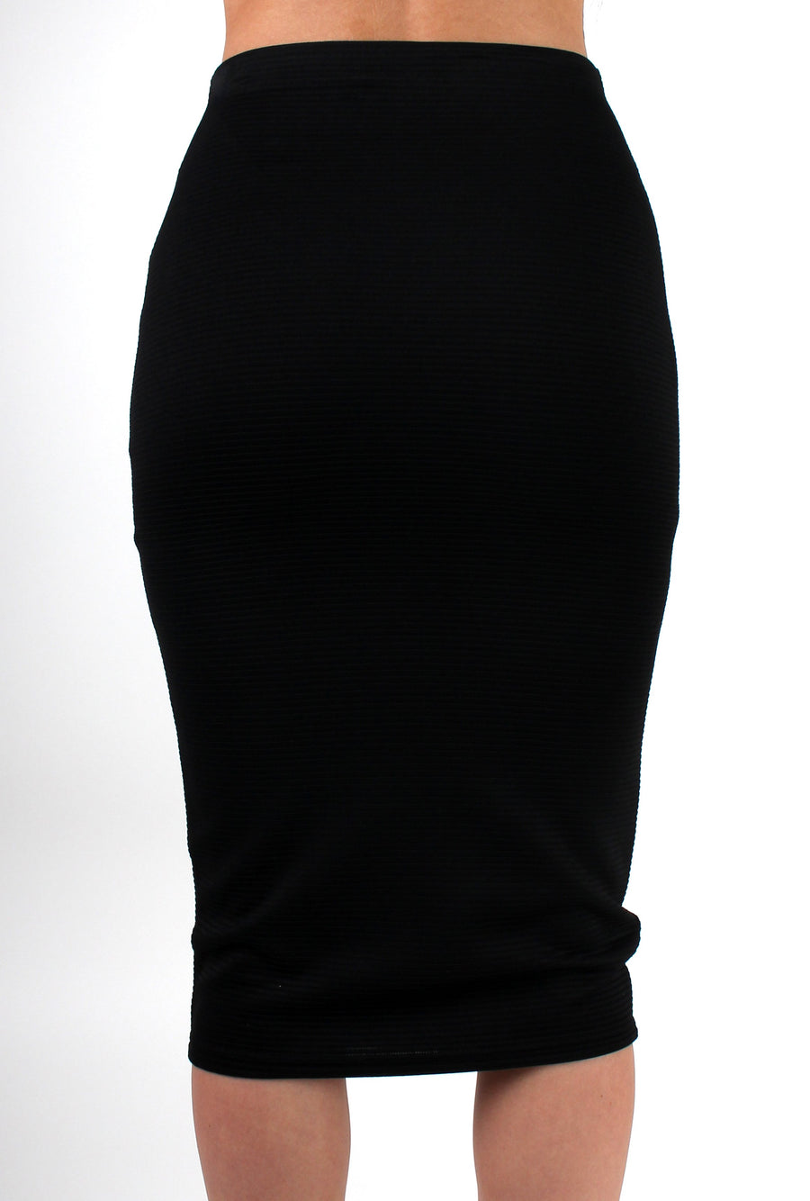 Shannon Black Textured Midi Skirt-Skirts