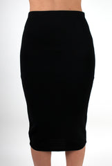 Shannon Black Textured Midi Skirt-Skirts