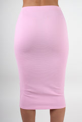 Shannon Pink Textured Midi Skirt-Skirts