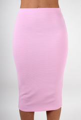 Shannon Pink Textured Midi Skirt-Skirts