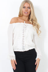 Shannon White Lace Ruffle Crop Top-Crop Tops