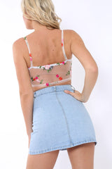 Sheer mesh floral embroidered bralet - Amy-Bralets