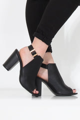 Sherry Black PU Cut Out Ankle Boot-Boots