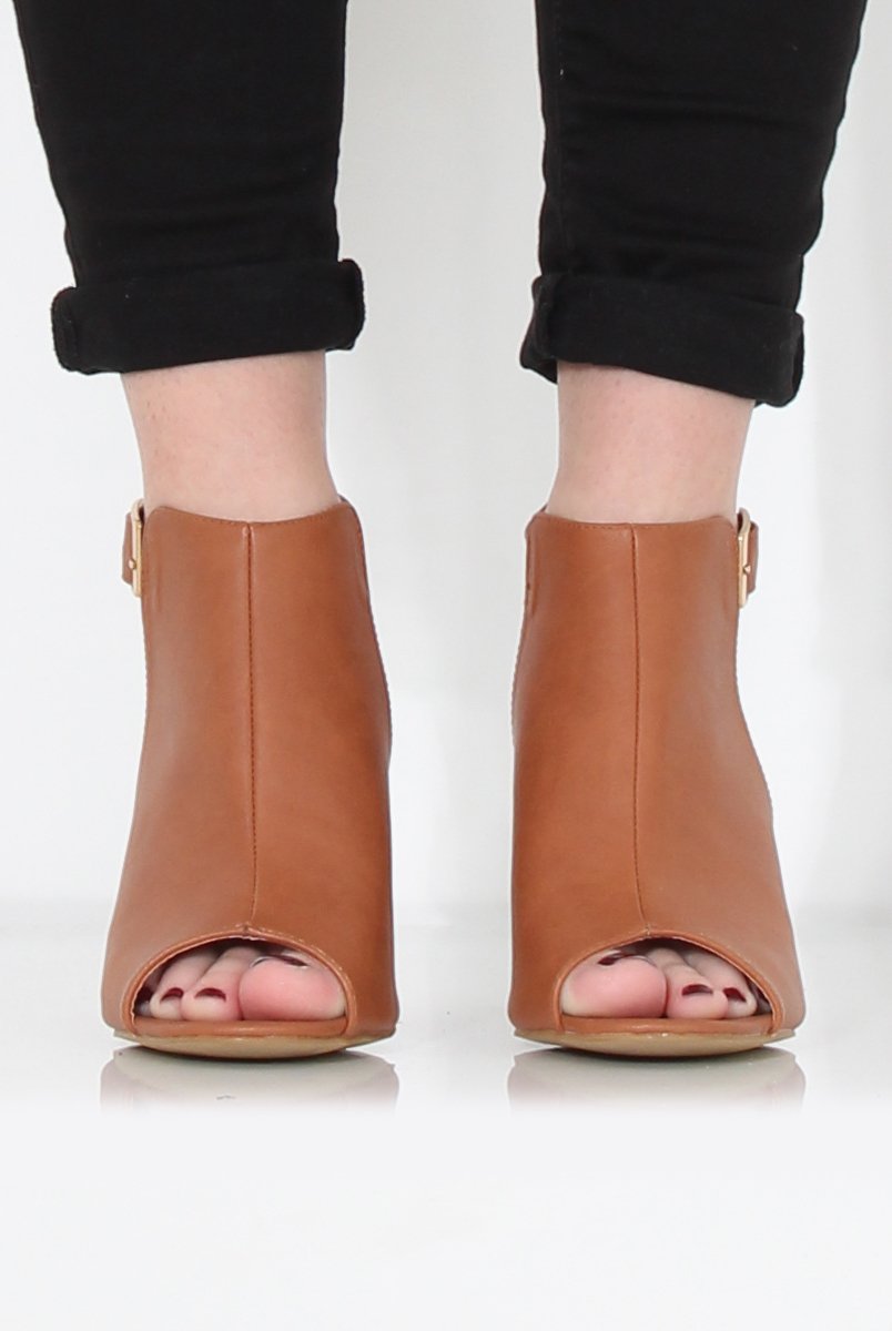 Sherry Tan Cut Out Ankle Boot-Boots