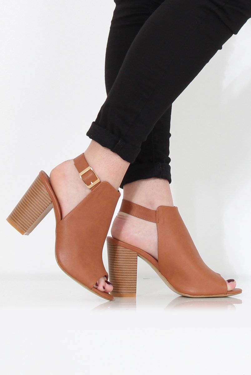 Sherry Tan Cut Out Ankle Boot-Boots