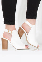 Sherry White Cut Out Ankle Boot-Boots