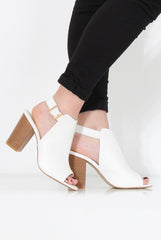 Sherry White Cut Out Ankle Boot-Boots