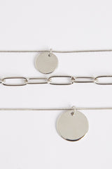 Silver 3 Layer Chain Necklace - Echo-Neck