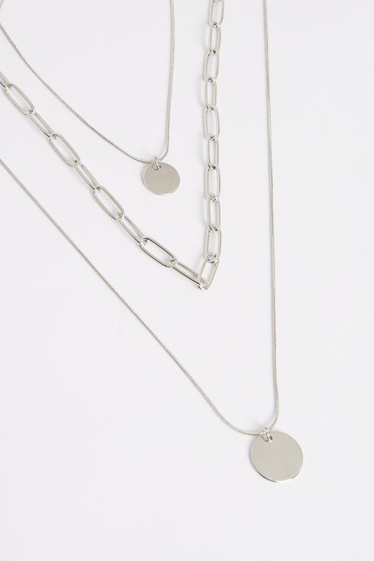 Silver 3 Layer Chain Necklace - Echo